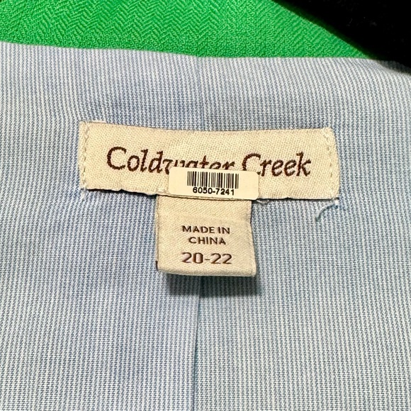 Coldwater Creek Bella 100% Linen Tie Sleeve Lightweight Green Blazer size 20-22 - Picture 9 of 11
